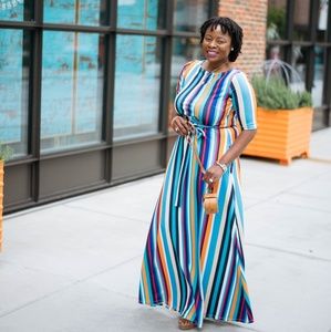 Colorful stripe maxi dress
